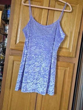 Vintage Y2K Lavender Flocked Floral Print Nightie